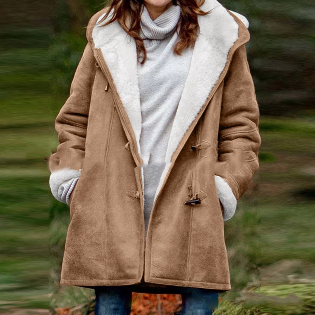 Solid color mid-length hooded jacket Limorista