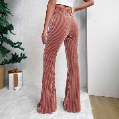 High Waist Lamp Wick Corduroy Bell-bottom Pants Wide Leg Women Limorista