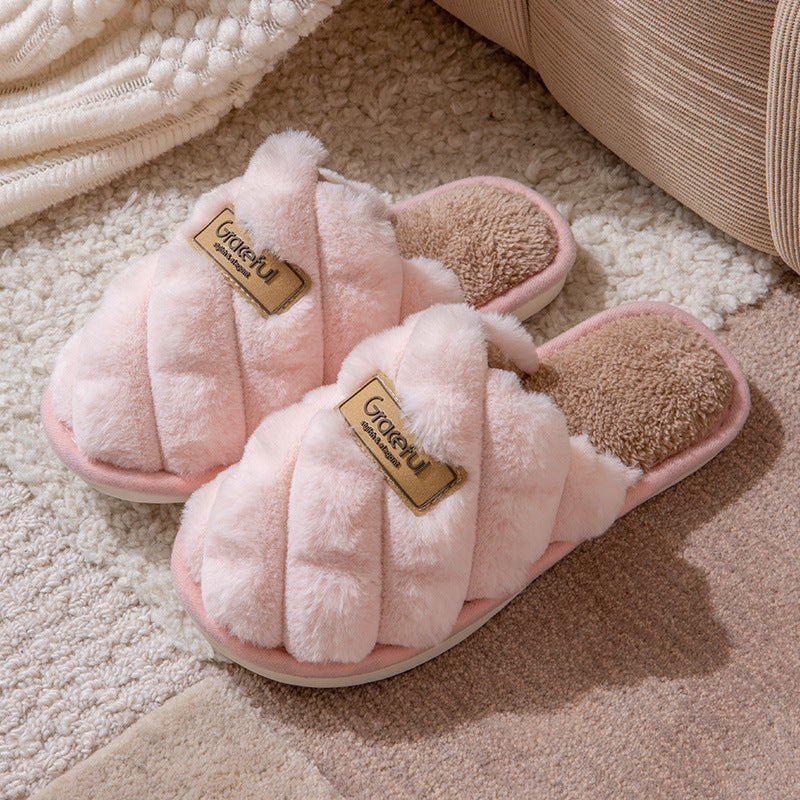 New Simple Thick Bottom Interior Home Non-slip Plush Warm Cotton Slippers Limorista