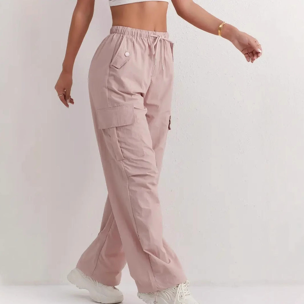 High Waist Drooping Quick-drying Leisure Wide Leg Track Pants Limorista