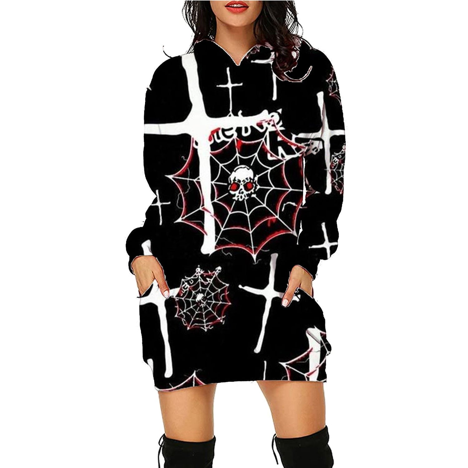 Halloween Print Long Hoodie With Pockets Sweater Long Sleeve Clothes Women Limorista