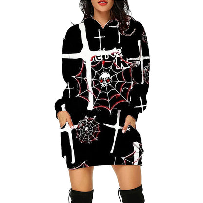 Halloween Print Long Hoodie With Pockets Sweater Long Sleeve Clothes Women Limorista