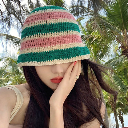 Japanese-style Retro Hollow Flower Handmade Knitted Bucket Hat Women Limorista
