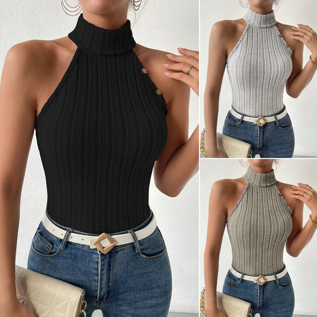 Sleeveless Slimming And Tight Knitted Top Limorista