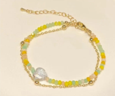 New Color Crystal String Beads Double Layer Twin Bracelet Limorista