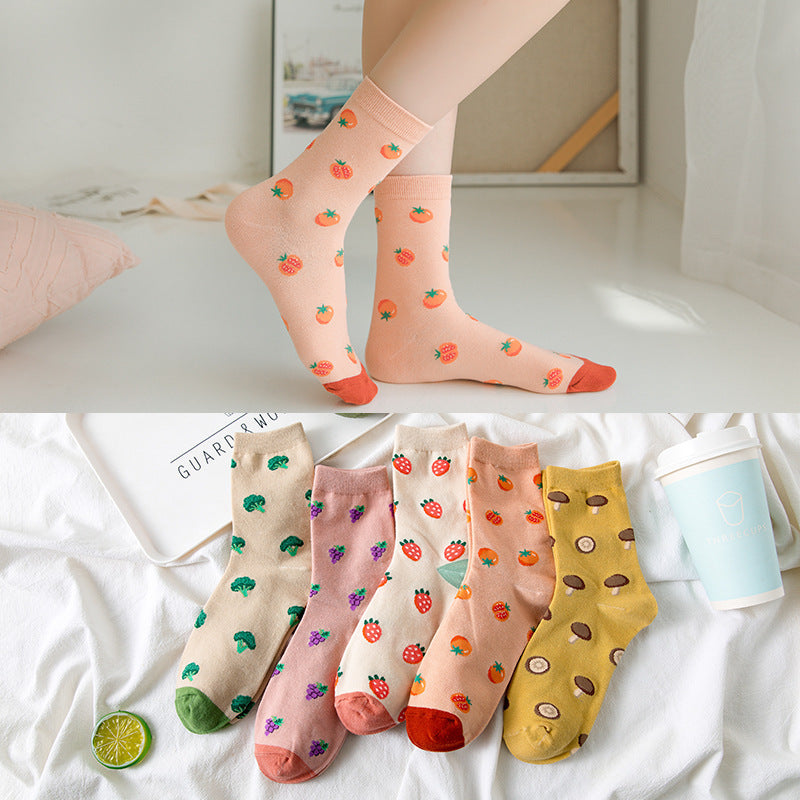 Gentle Sweet Strawberry Tomato Pastoral Style Japanese-style Retro Artistic Lolita Tube Socks Limorista