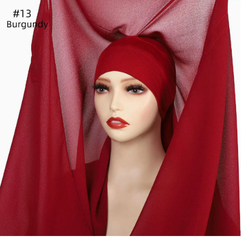 Lazy Chiffon Convenient Headscarf Magnetic Buckle Fixed Anti-drop Solid Color Limorista