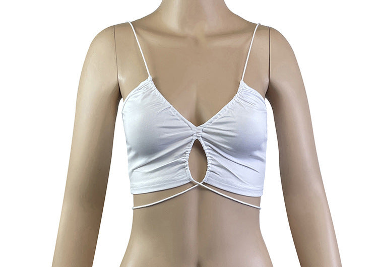 Outer Wear Tight Lace-up Adjustable Refreshing Backless Knitted Milk Silk Camisole Limorista