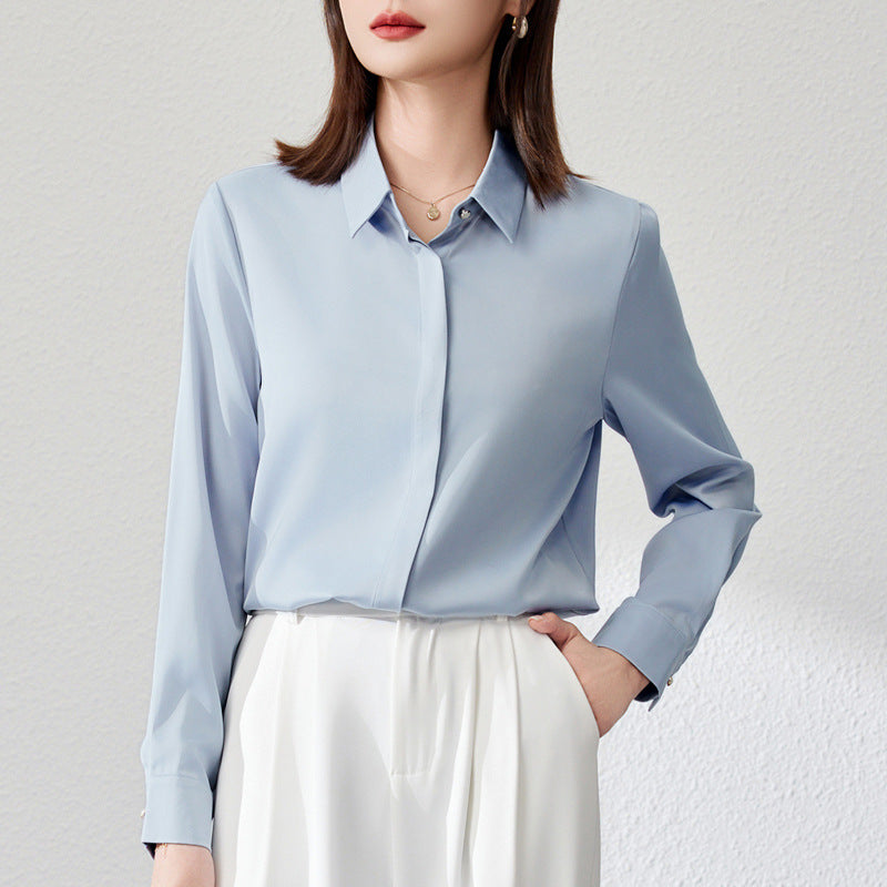 Graceful Satin Top OL Business Clothing Shirt For Women Limorista