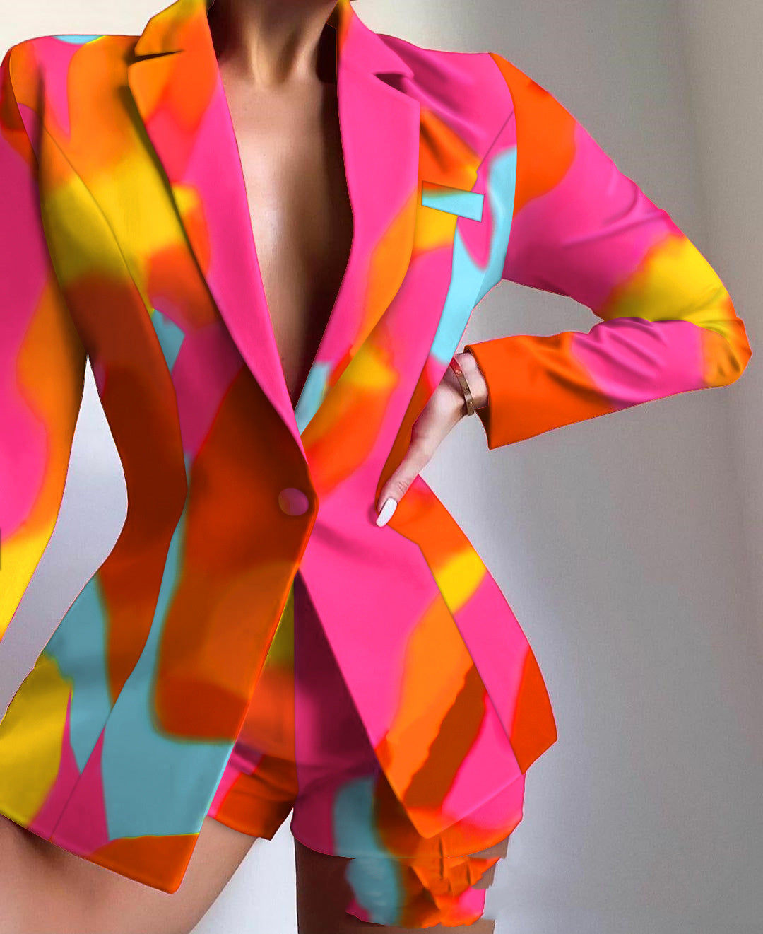 European And American Multicolor Lapel Blazer Limorista
