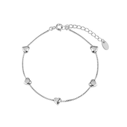 925 Sterling Silver Creative Glossy More Than Heart Bracelet Limorista