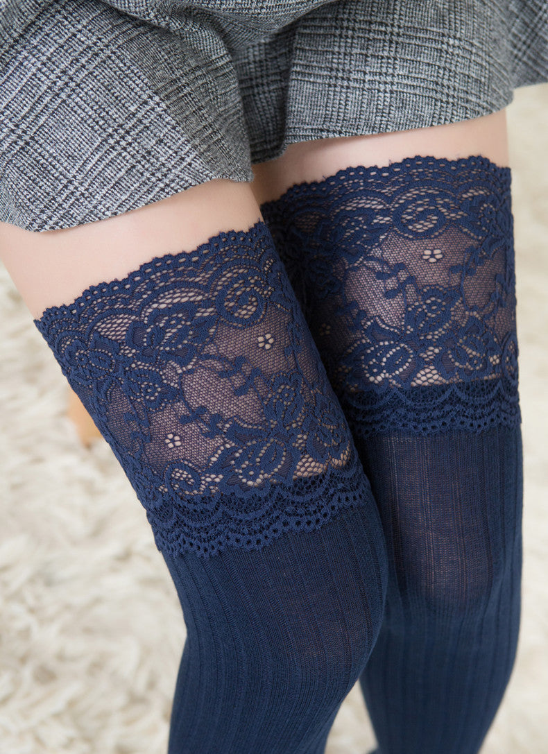 Japanese Style Wide Lace Over The Knee Stockings Women Limorista