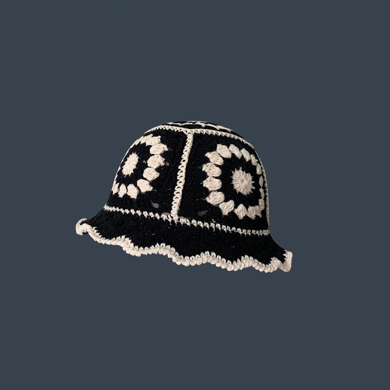 Japanese-style Retro Hollow Flower Handmade Knitted Bucket Hat Women Limorista