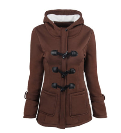 warm winter fur collar jackets women new horn button Long down coat women parka Plus Size female parka hoodies Women Limorista