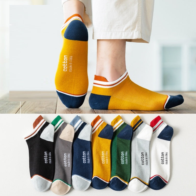 Socks Male Socks Sweat-absorbent Breathable Short Pure Cotton Socks Spring And Summer Thin Low-top Sports Mesh Men&