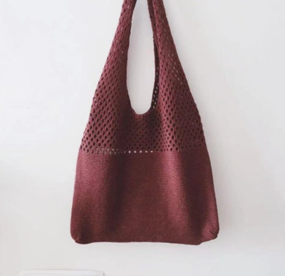 Simple Vintage Cutout Knit Tote Bag Limorista