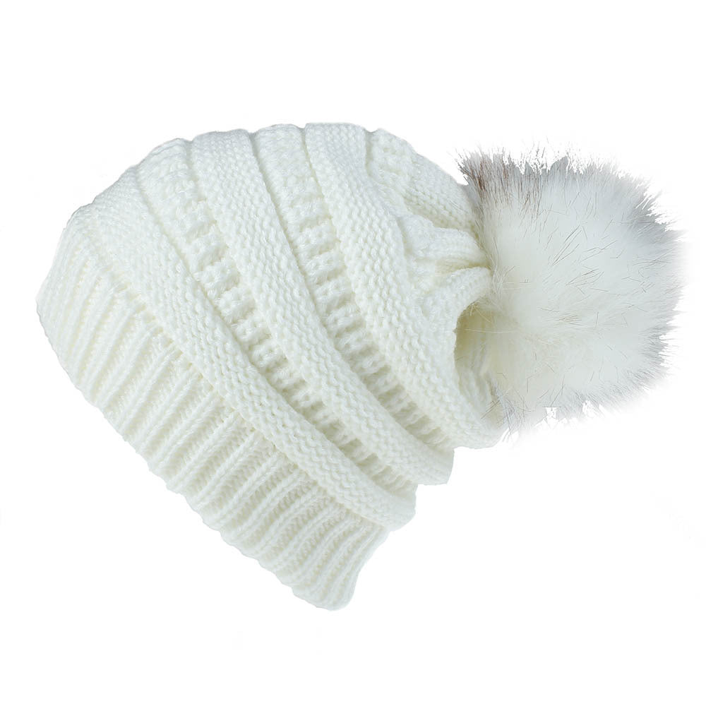 Faux Fur Fox Fur Ball Hat Knitted Casual Fashion Limorista