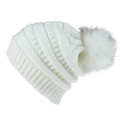 Faux Fur Fox Fur Ball Hat Knitted Casual Fashion Limorista