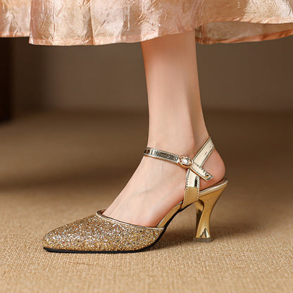 Closed Toe Back Empty Ankle-strap Buckle Sandals Women&