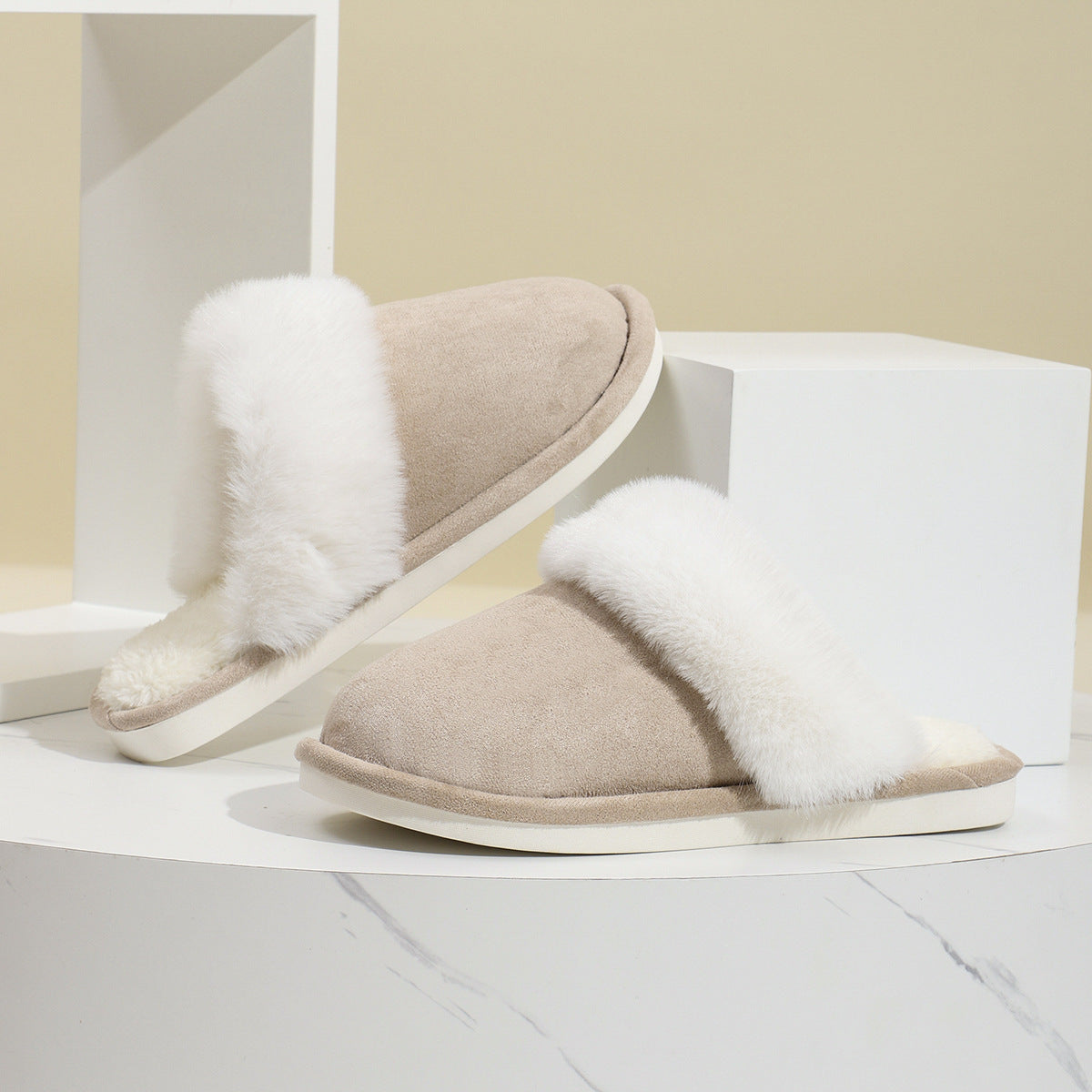 Winter Warm Plush Slippers Home Indoor Non-slip Bedroom Floor Soft Fuzzy Slipper For Couple Fashion Solid House Shoes Limorista