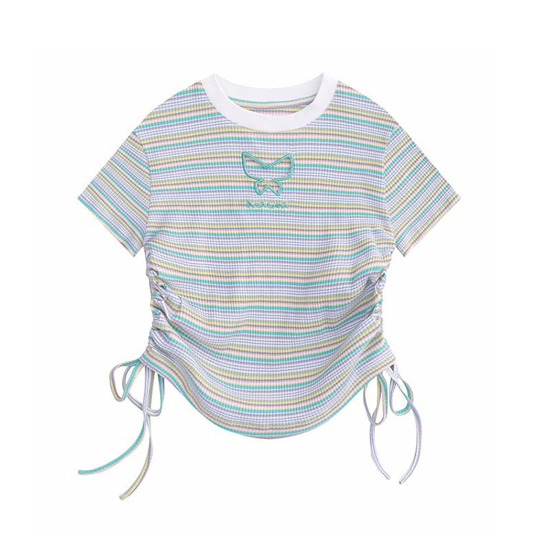 Niche Striped Drawstring Waist-tight French Sweet And Spicy Limorista
