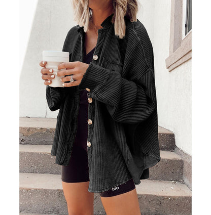 Casual Lapel Pocket Stitching Irregular Shirt Jacket Limorista