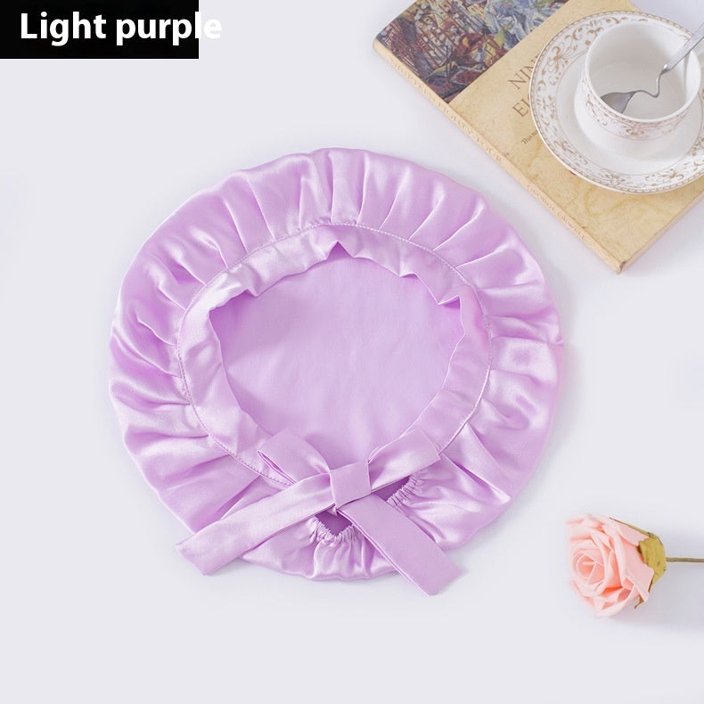 Encrypted Satin Silk Plain Satin Confinement Household Hair Care Lace-up Nightcap Limorista