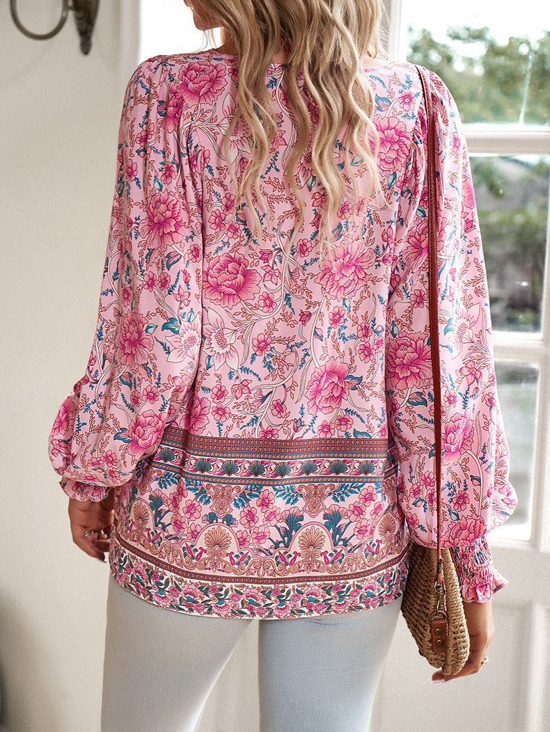 European And American Printed Shirt Women&