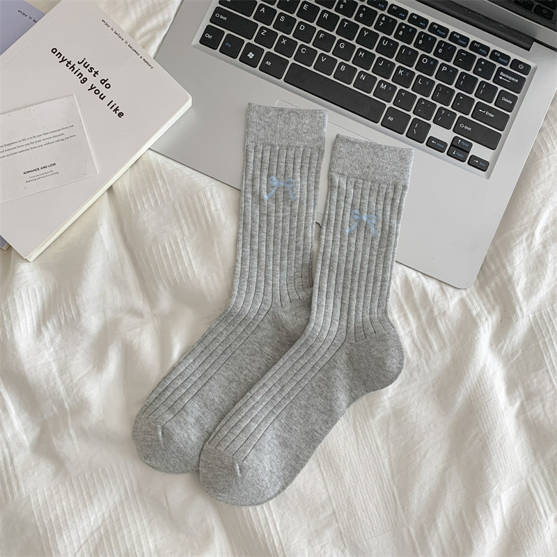 Cute Girl Bow Tube Socks Hollow Bunching Socks Limorista