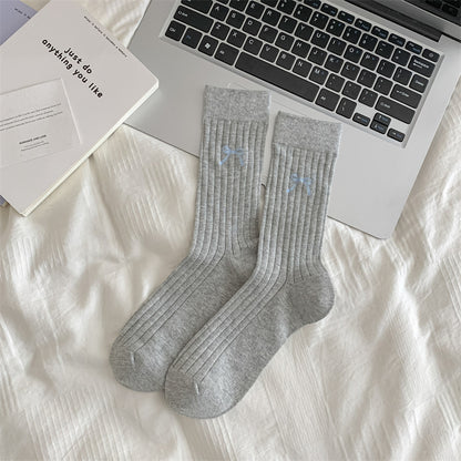 Cute Girl Bow Tube Socks Hollow Bunching Socks Limorista