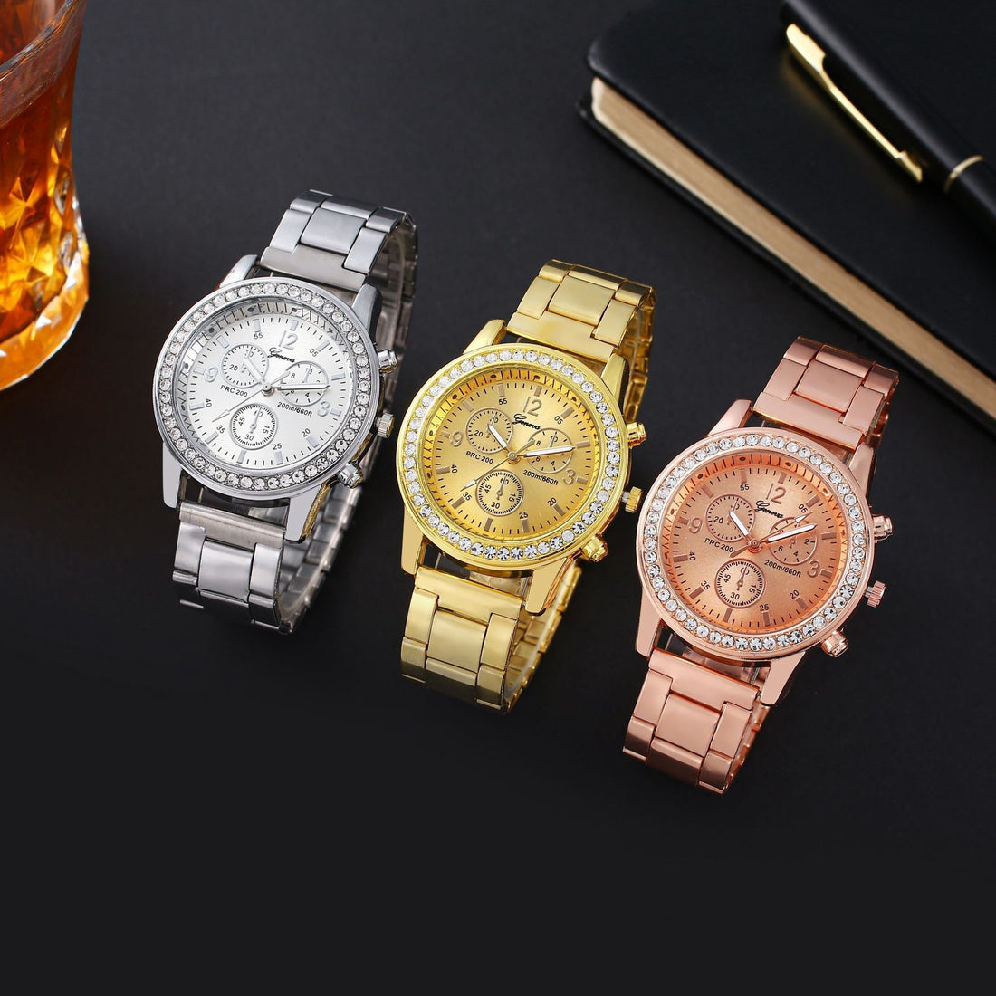 Geneva Steel Belt Gold Quartz Watch Limorista