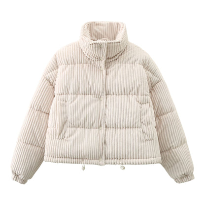 Warm Corduroy Puffer Jacket Coat Short Loose Cotton Coat Limorista