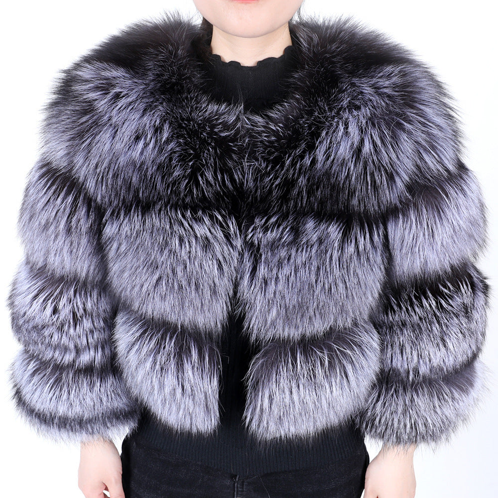 New Fur Coat Thickened Fox Fur Stitching Coat Limorista