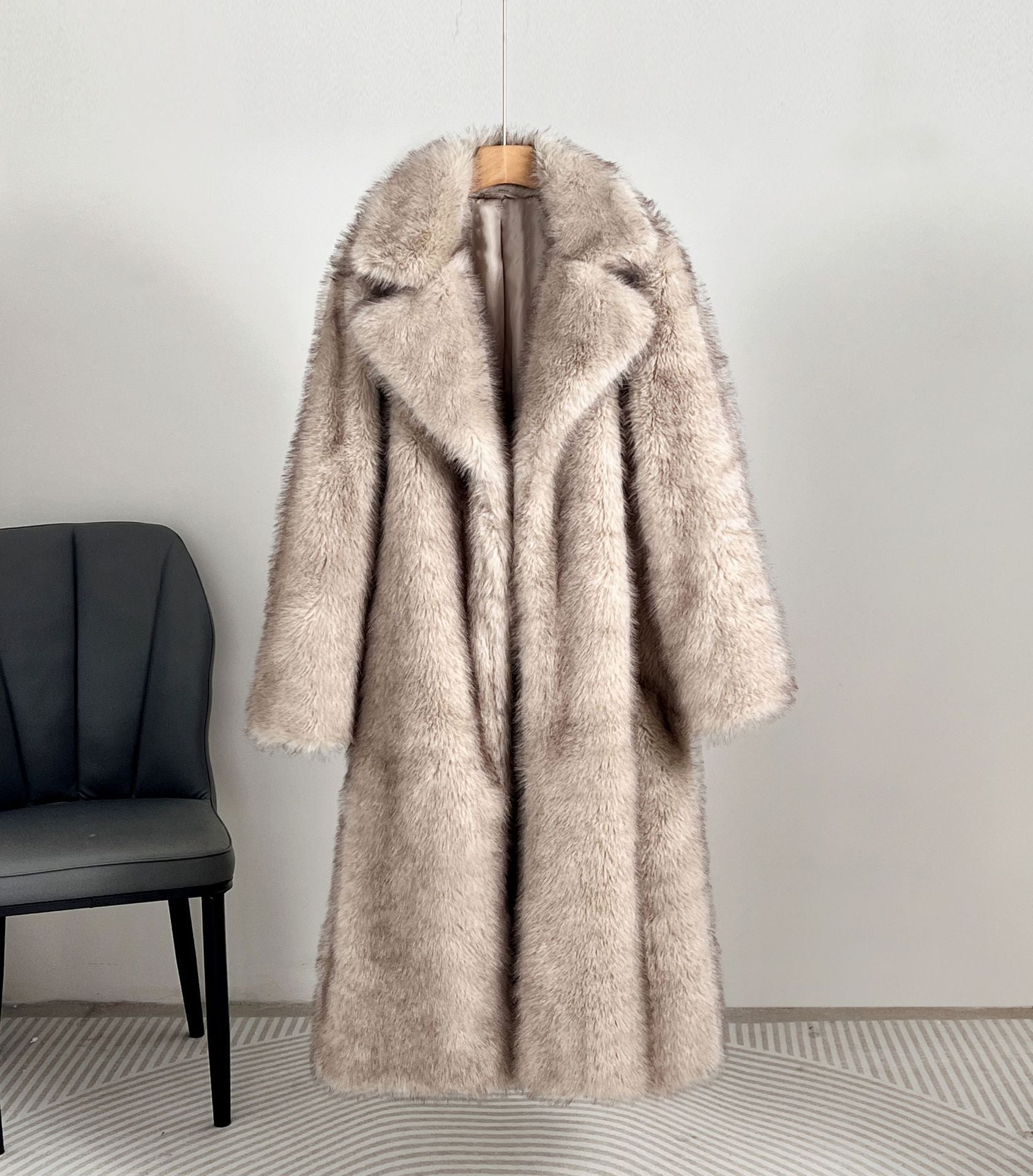 Autumn And Winter Extended Imitation Fur Coat Overcoat Limorista