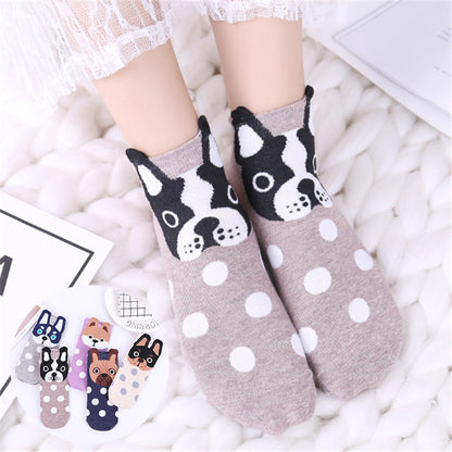 Cute Cartoon Dog Socks With Polka Dot Printing Boat Socks Limorista