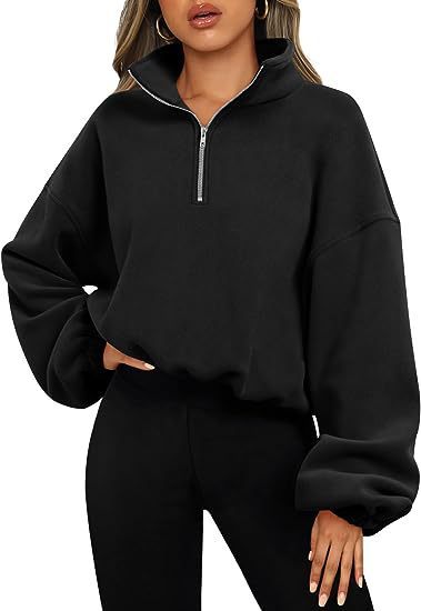 Loose Sport Pullover Hoodie Women Winter Solid Color Zipper Stand Collar Sweatshirt Thick Warm Clothing Limorista
