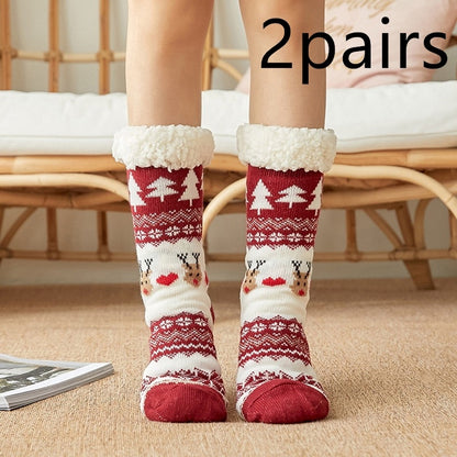 Thicken warm high tube plus velvet floor socks Limorista