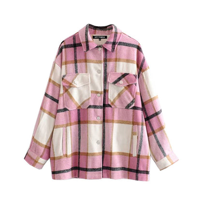 Ladies casual plaid shirt jacket Limorista