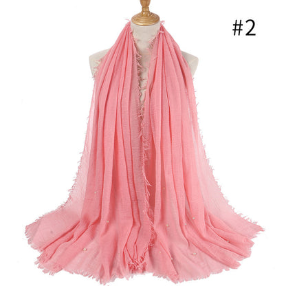 Cotton and linen crumpled monochrome scarf Limorista