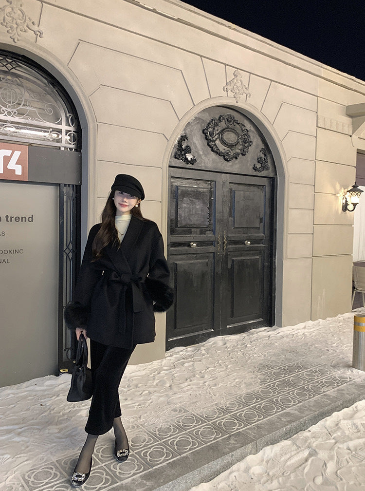 Cuff Detachable Fox Fur Elegant Double-sided Cashmere Coat Limorista