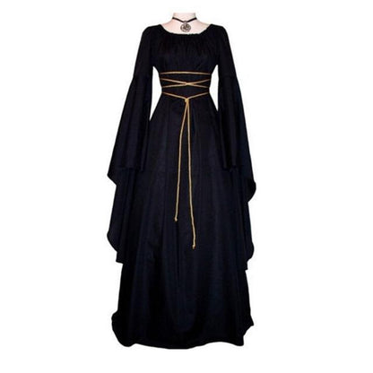 Halloween Long Sleeve Round Collar Belt Irregular Ladies Dress Halloween Witch Costume Limorista