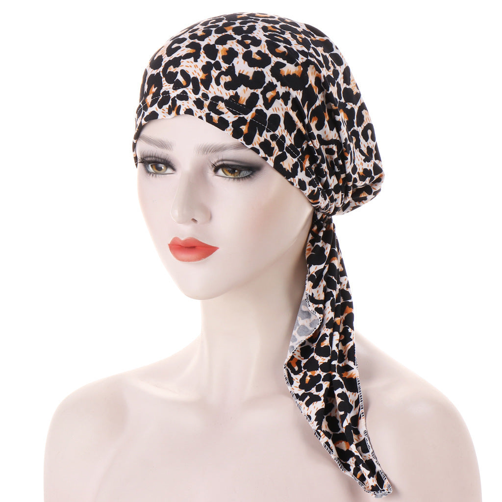 Curved Tail Turban Hat Flower Cloth Pullover Limorista