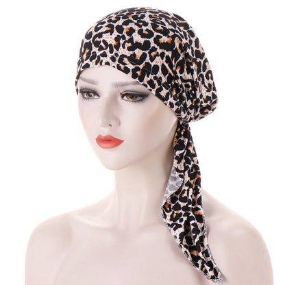 Curved Tail Turban Hat Flower Cloth Pullover Limorista