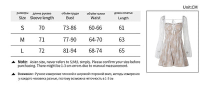 Lace Square Collar Dress Bell-bottom Long Sleeve Tied A- Line Dresses Womens Clothing Limorista
