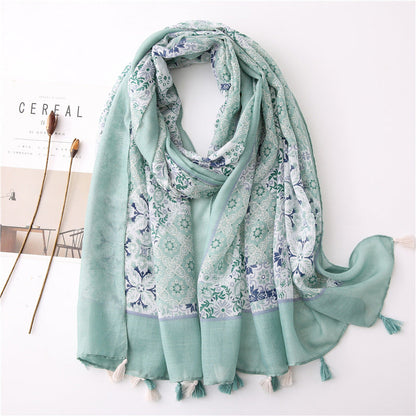 Japanese Style Artistic Fresh Cotton And Linen Scarf Retro Patchwork Bohemian Cashew Print Limorista