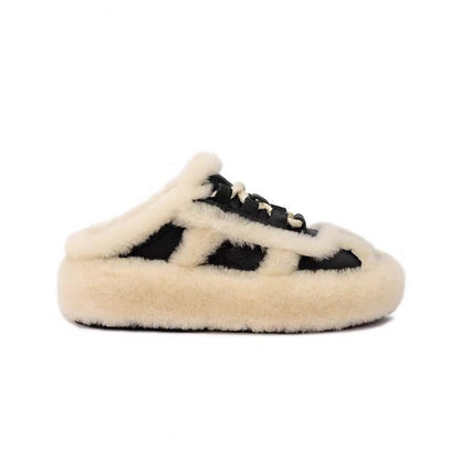 Outerwear Lamb Wool Thick Sole Half Slippers Women Limorista