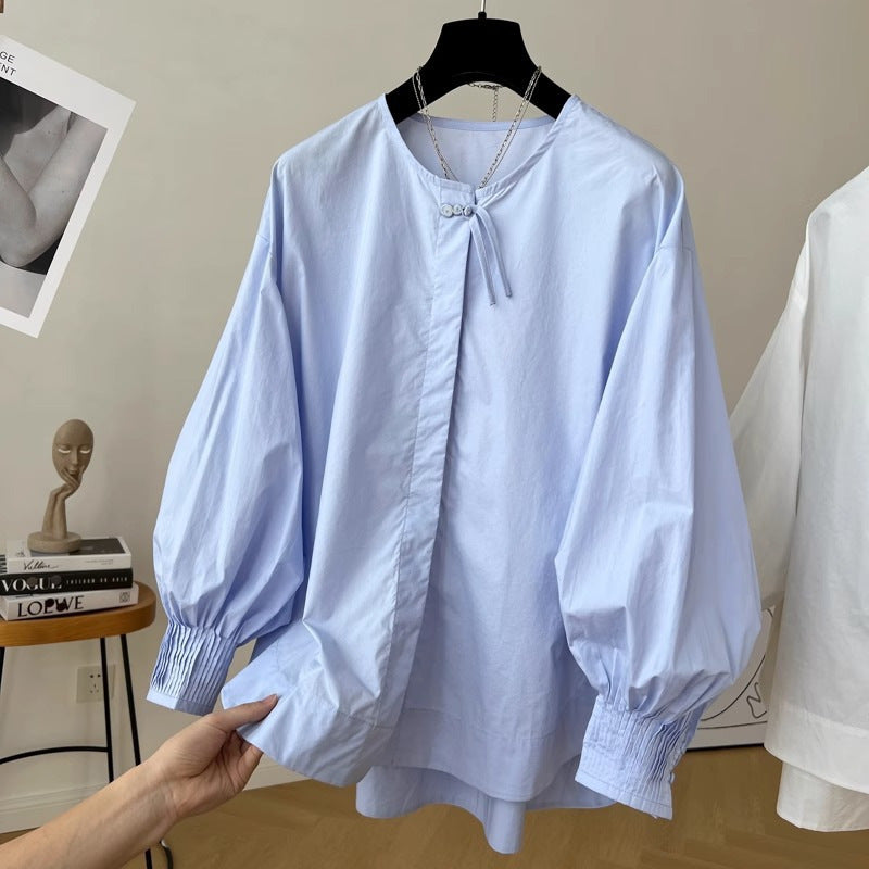 Tassel Pleated Sleeve Shirt Women&