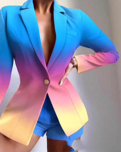 European And American Multicolor Lapel Blazer Limorista