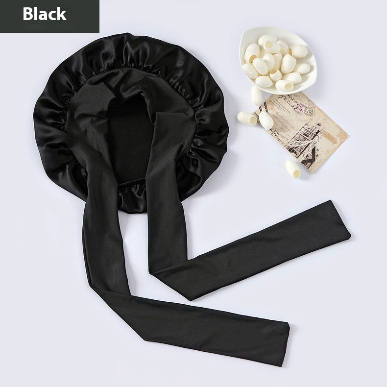 Wide-brimmed Lace-up Adjustable Elastic Large Silk Nightcap Limorista
