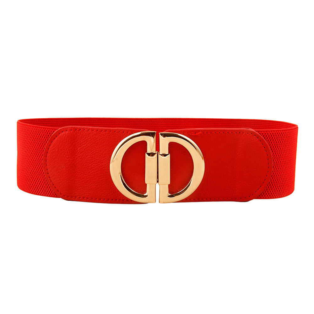 Elastic A Pair Of Buckles Wide Belt Women Limorista